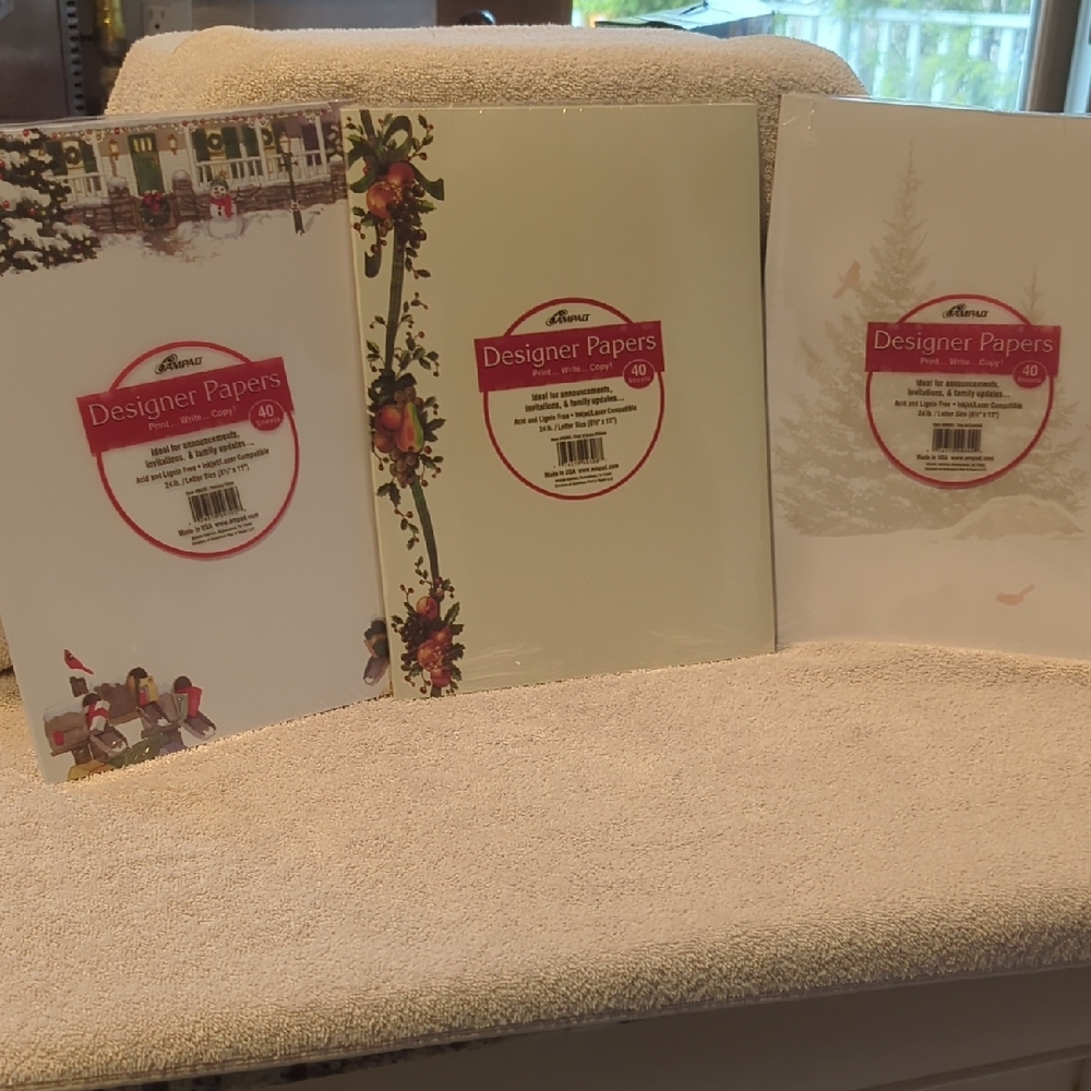 Ampad 3 - Packs Of  Designer Papers 40 Sheets Each - Letter Size  8- 1/2" x 11"